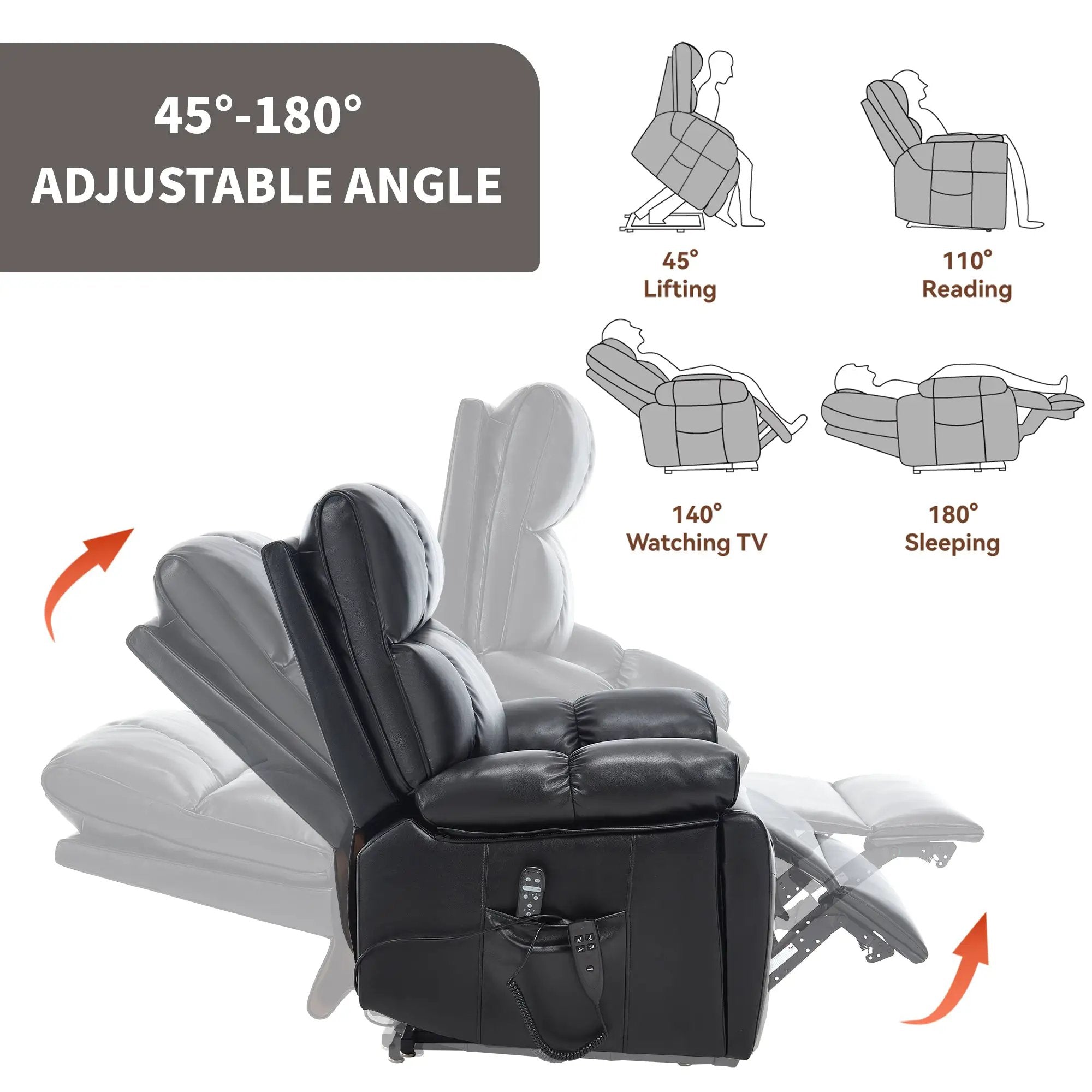 Black Leatheraire Heat Massage Recliner by HouseOfZazla