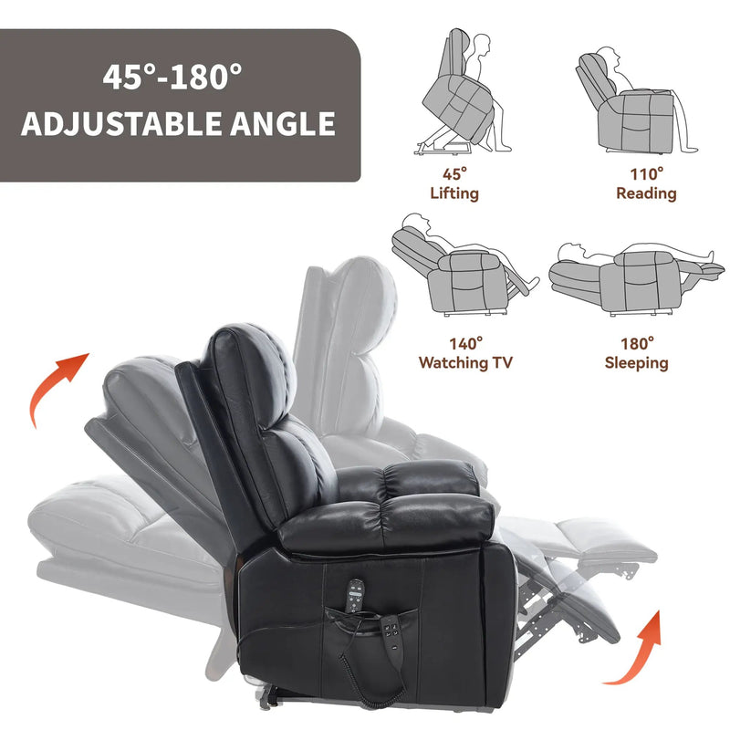 Black Leatheraire Heat Massage Recliner by HouseOfZazla