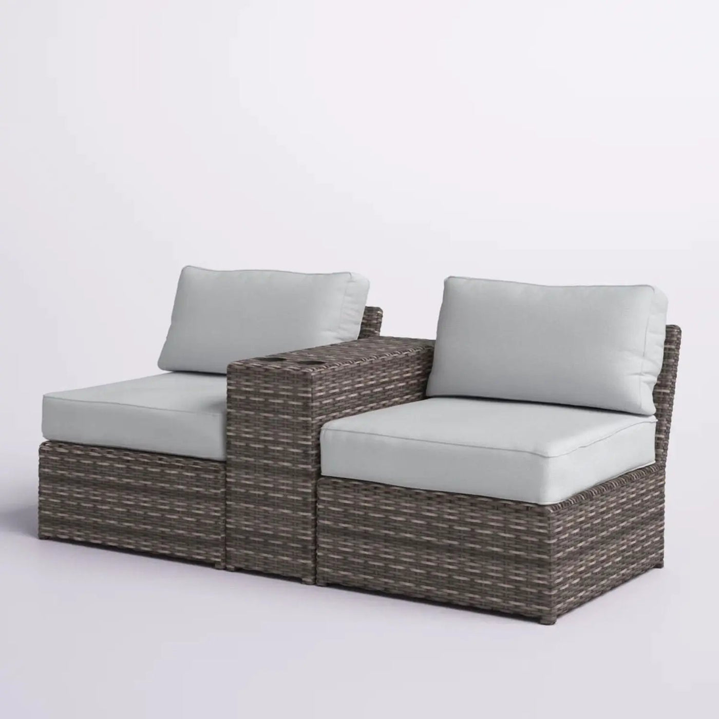 2 Person Wicker Conversation Set With Cushions, Weather Resistant by HouseOfZazla