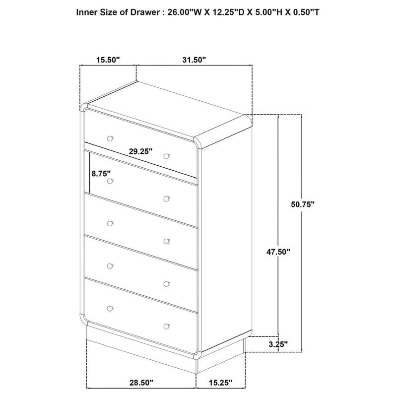 Burton - 5 Drawer Chest Of Drawers - Black by HouseOfZazla