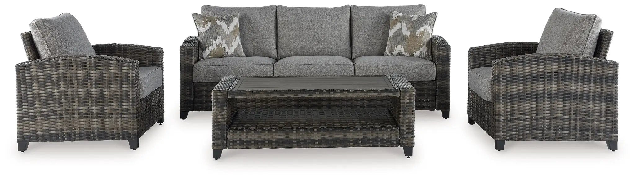 Oasis Court - Sofa, Chairs, Table Set (Set of 4) - Gray by Unique Piece Furniture