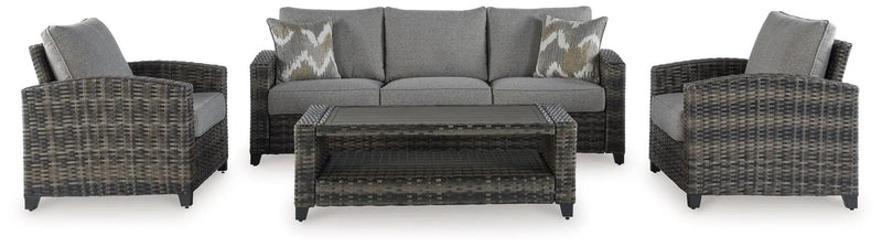 Oasis Court - Sofa, Chairs, Table Set (Set of 4) - Gray by Unique Piece Furniture