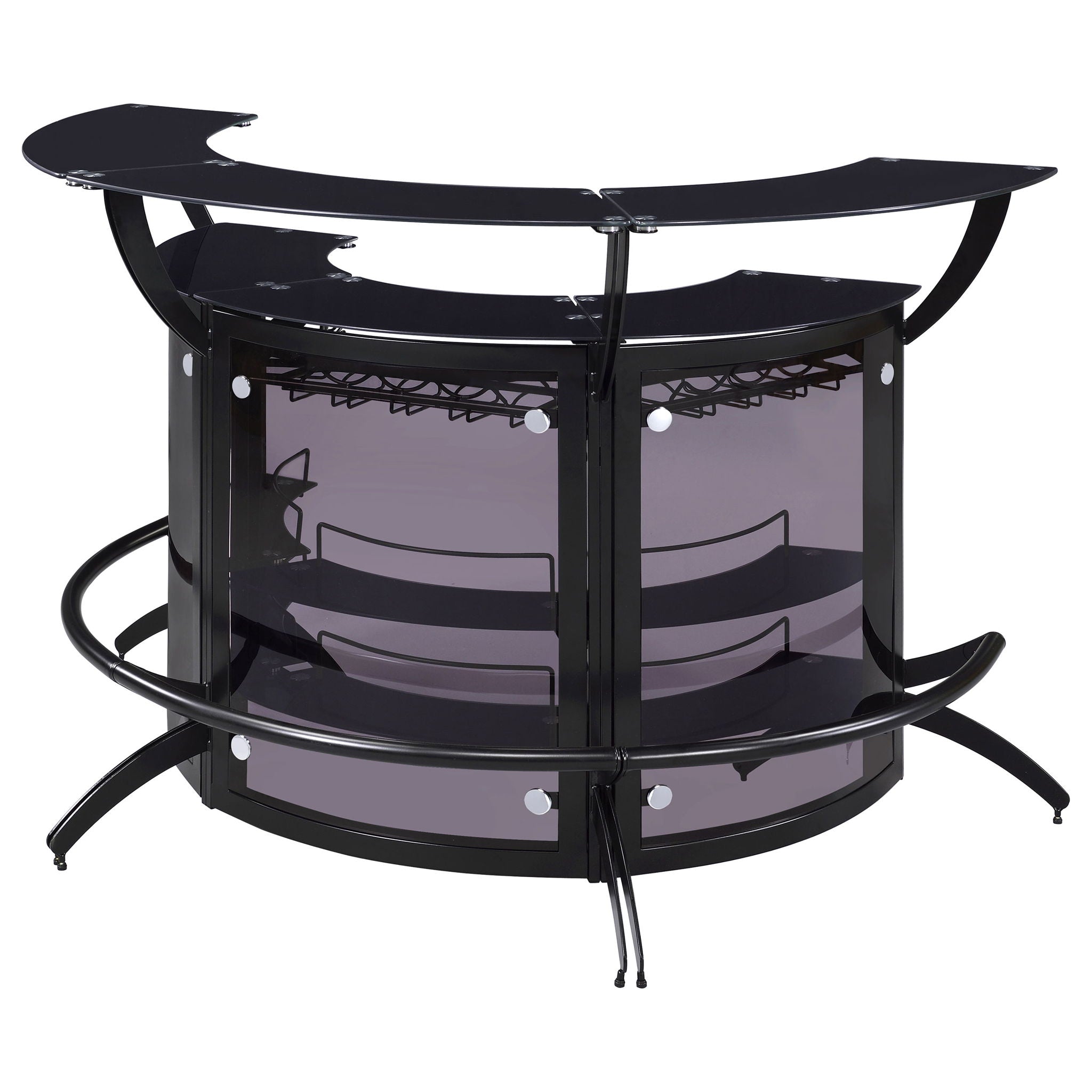 Elaina - 3 Piece Curved Freestanding Home Bar - Black by HouseOfZazla