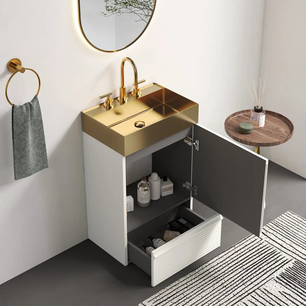 Gada 20" Striped Velvet Bathroom Vanity, photo 2 of 10
