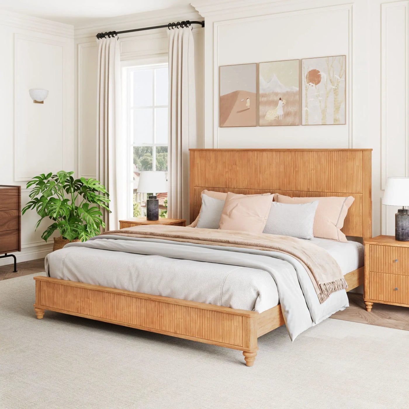 Platform Bed Frame With Tall Headboard by HouseOfZazla