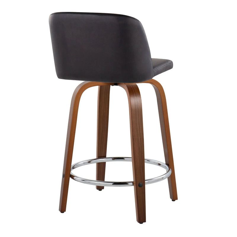 Toriano - Mid Century Modern Fixed Height Counter Stool With Swivel With Round Footrest (Set of 2) by HouseOfZazla