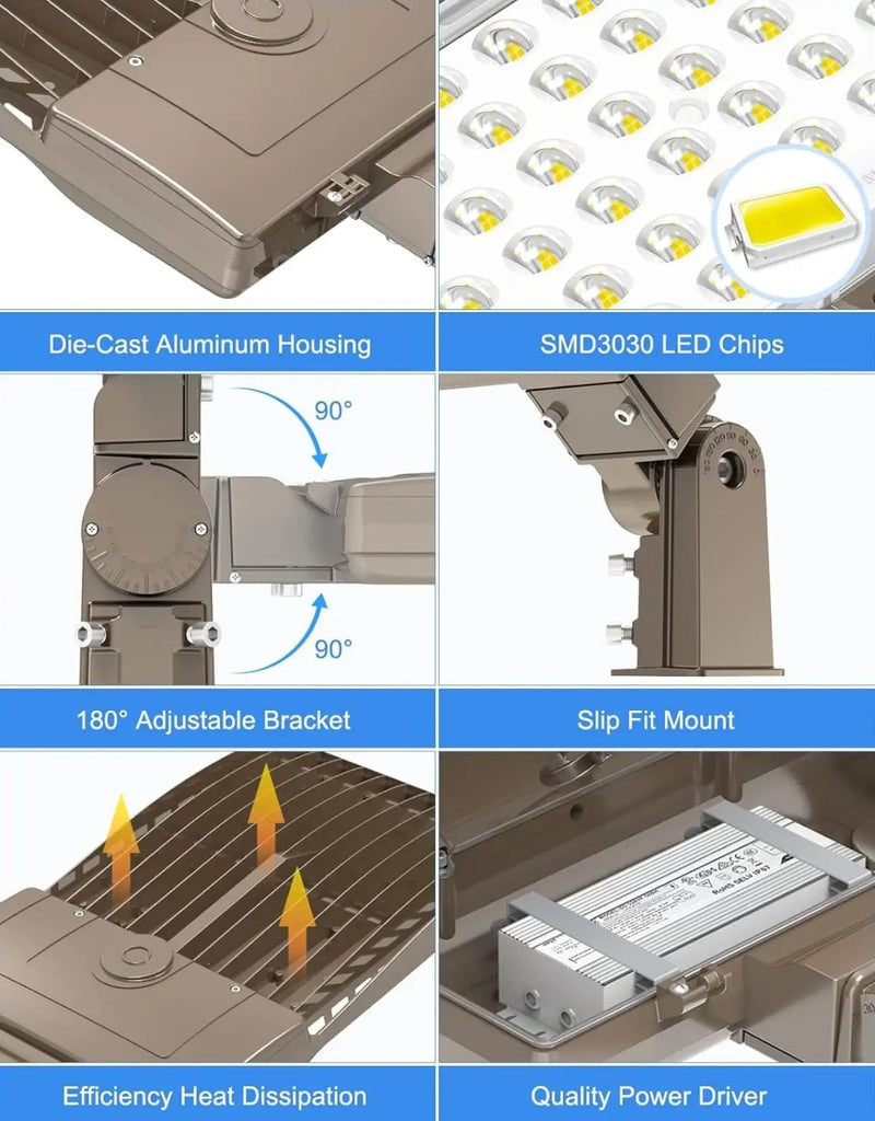 320W LED Parking Lot Light Hard Wired 48,000LM, Hot Wire UL Listed Industrial Grade LED Shoebox Parking Pole Light 5000K IP65 Waterproof by Outdoor Solar Outlet