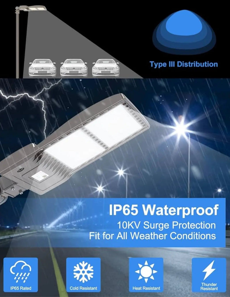 320W LED Parking Lot Light Hard Wired 48,000LM, Hot Wire UL Listed Industrial Grade LED Shoebox Parking Pole Light 5000K IP65 Waterproof by Outdoor Solar Outlet