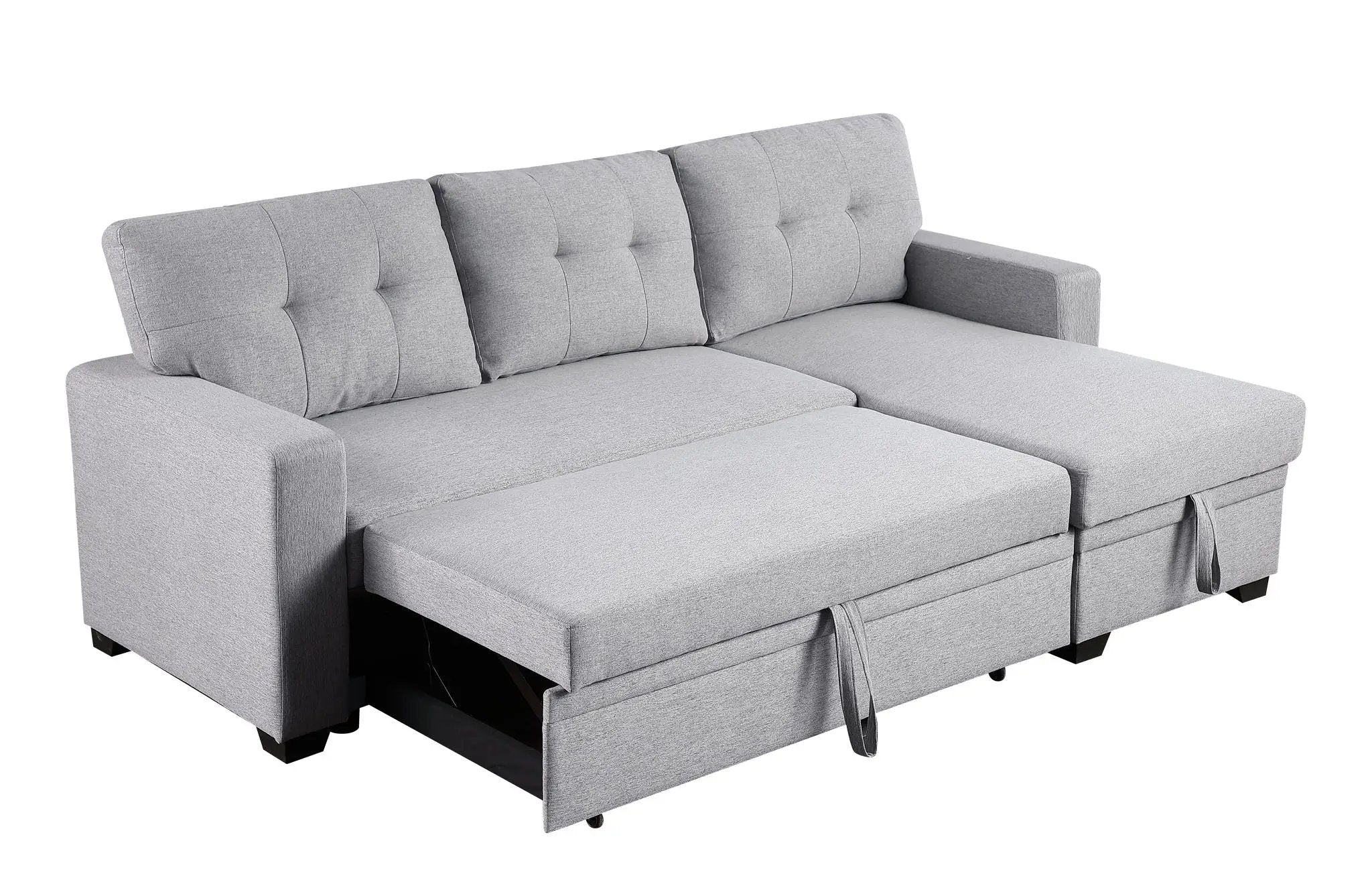 Upholstered Pull Out Sectional Sofa With Chaise by Unique Piece Furniture