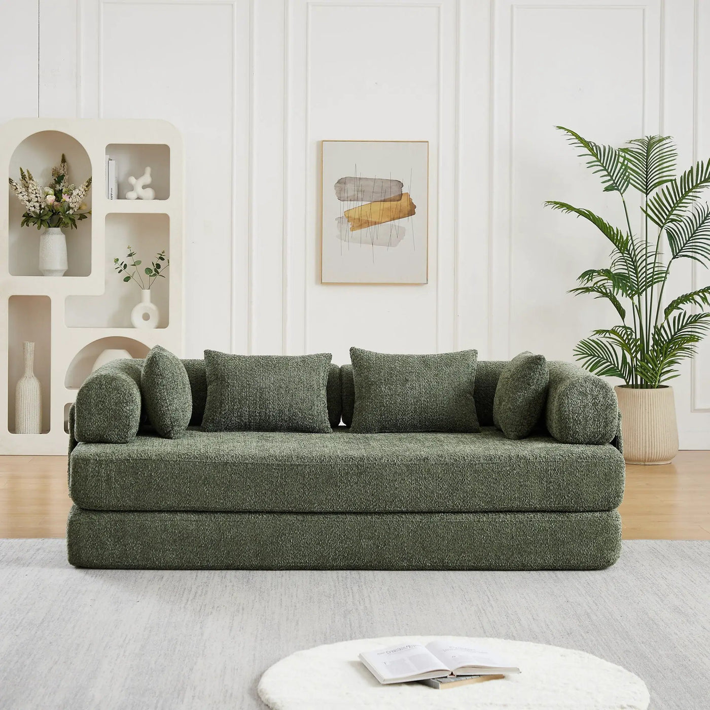 Convertible Sleeper Sofa Bed With Cylindrical Pillow by HouseOfZazla
