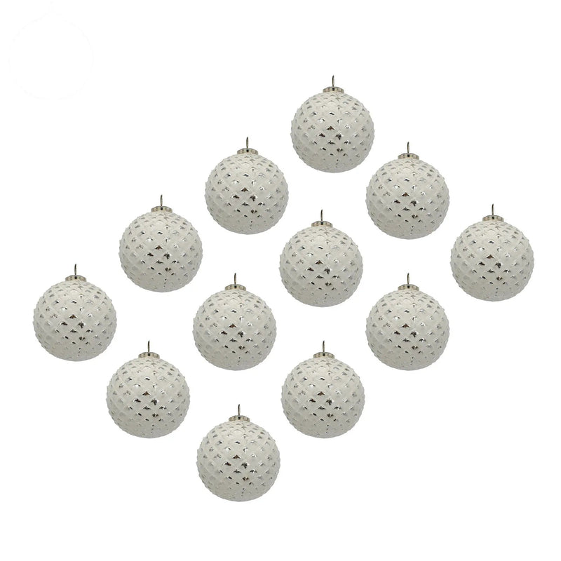 Christmas Ball Ornaments, Decorative Hanging Ball Christmas Tree Ornaments, For Holiday Party Decorations (Set of 12) - White by HouseOfZazla