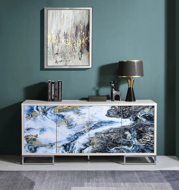 Liam Marble Paint Console Cabinet - Multi