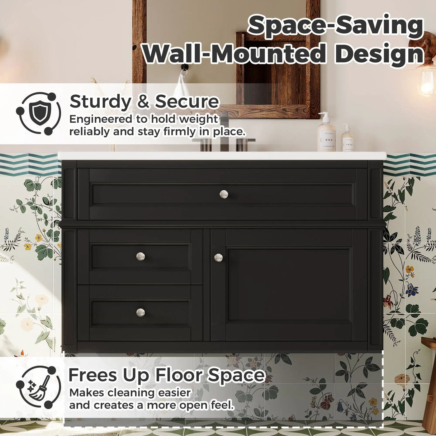 36" Wall Mounted Bathroom Vanity with Ceramic Sink and Storage by HouseOfZazla