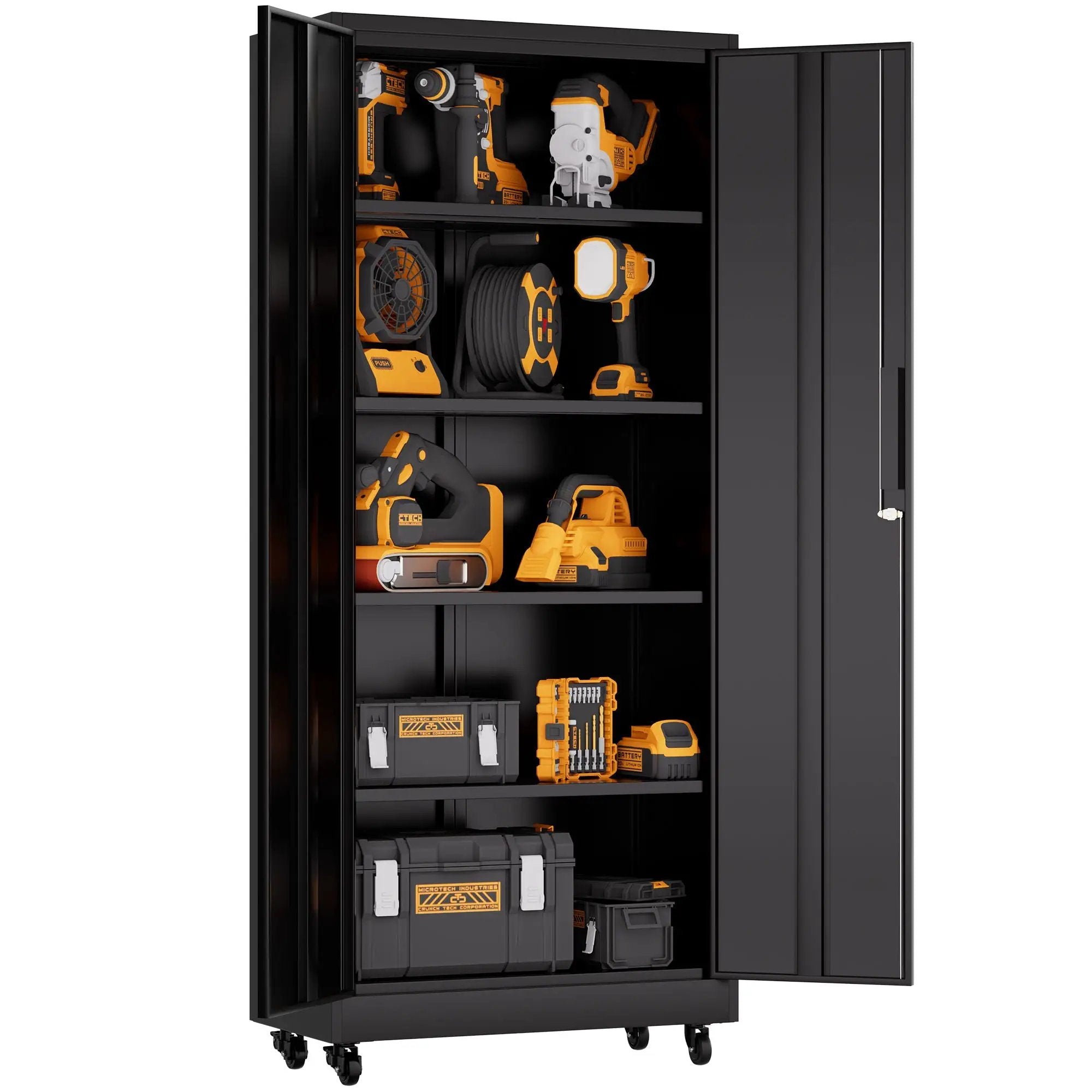 Heavy Duty Rolling Cabinet With Lock, Garage Storage Cabinet, 4 Adjustable Shelves For Tool Organization by HouseOfZazla
