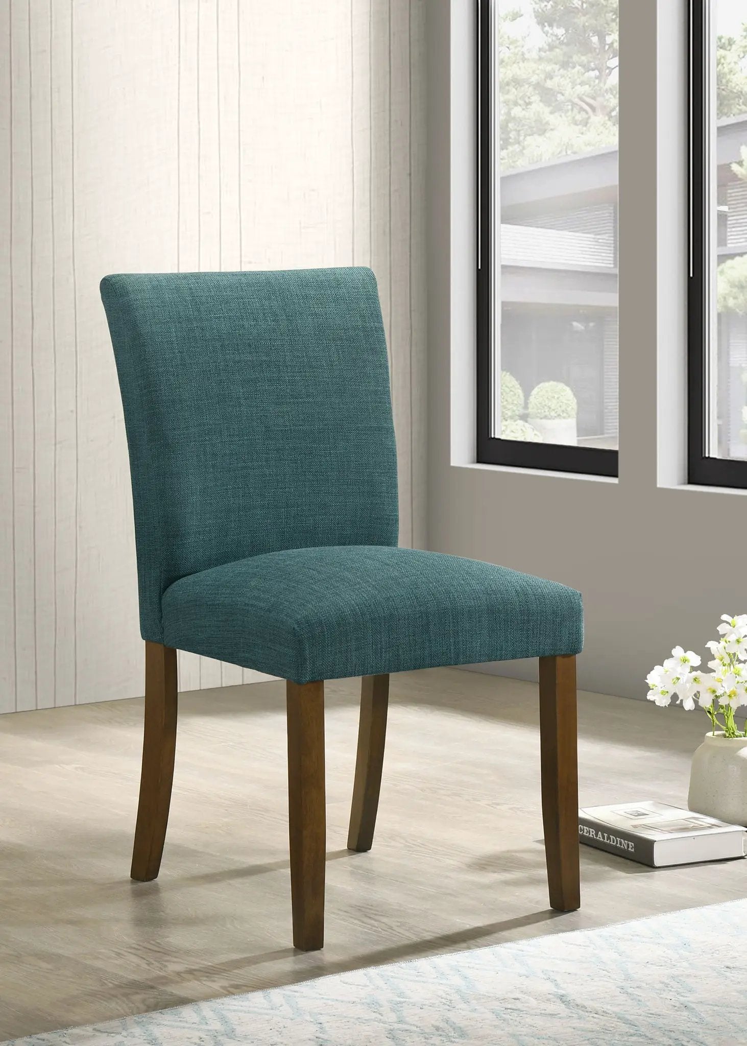 Paxton Upholstered Dining Side Chair Teal Blue (Set of 2) by Unique Piece Furniture