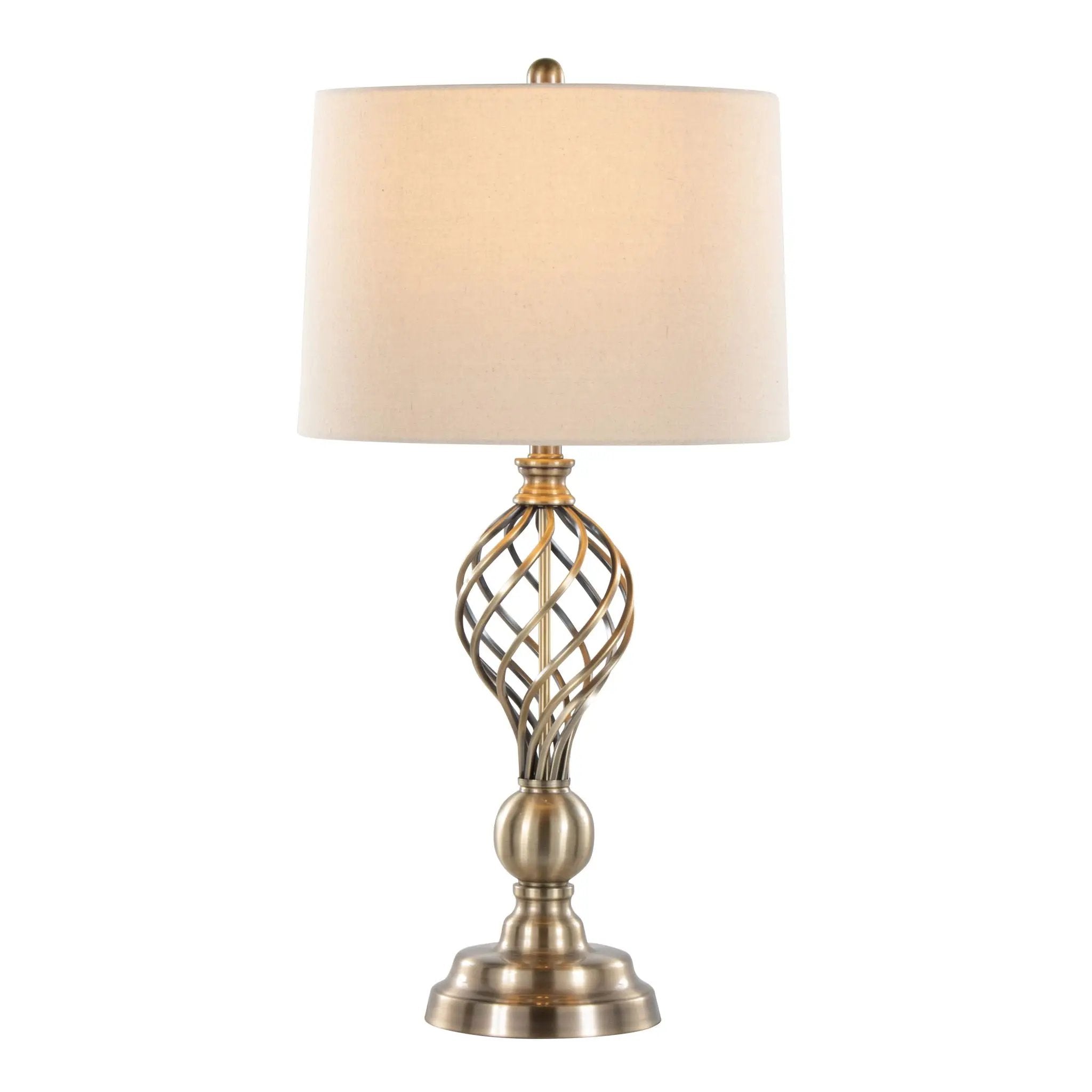 Linx - Twist Contemporary Table Lamp (Set of 2) - Antique Soft Brass / White by HouseOfZazla