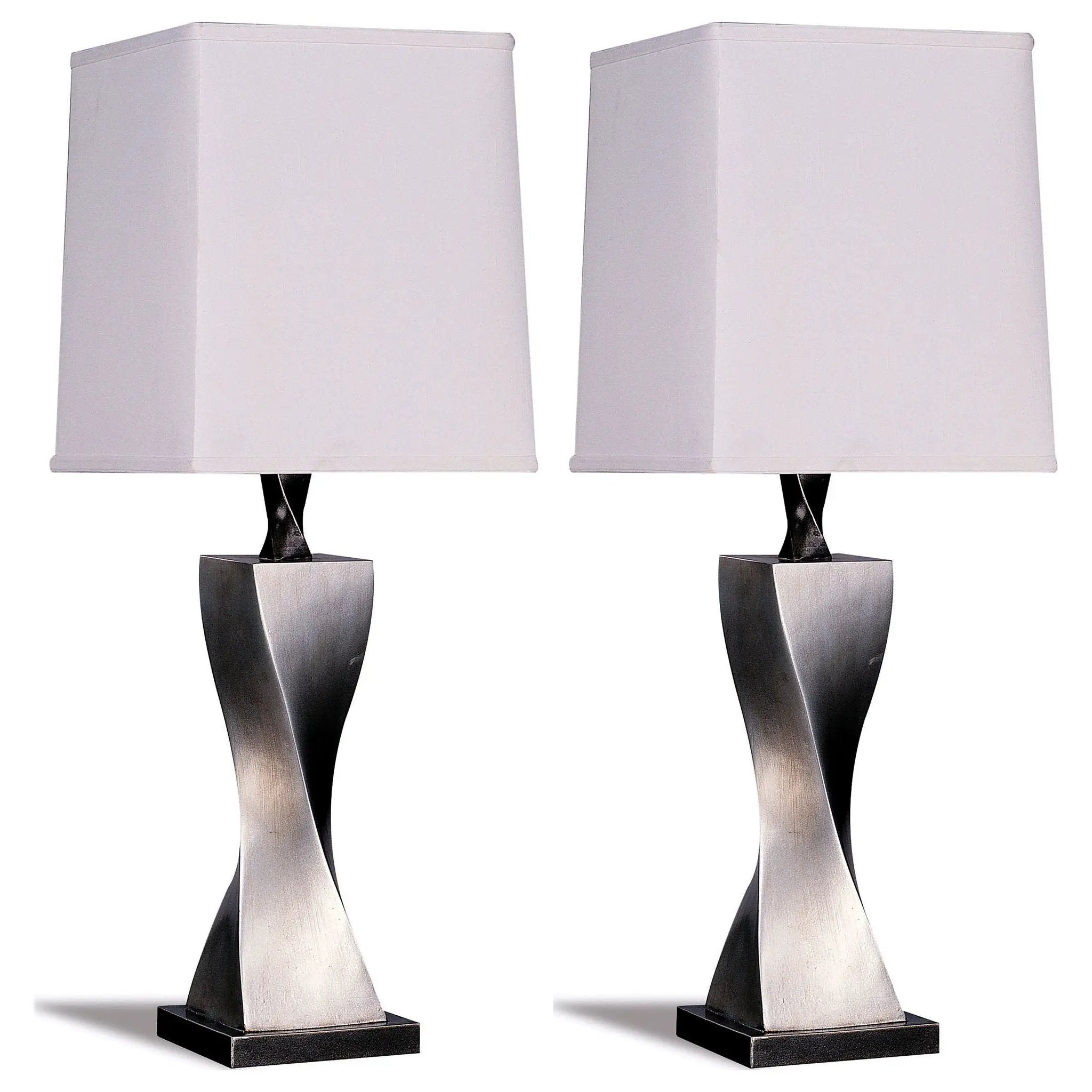 Keene 30-inch Tapered Shade Table Lamp Silver (Set of 2) by Unique Piece Furniture