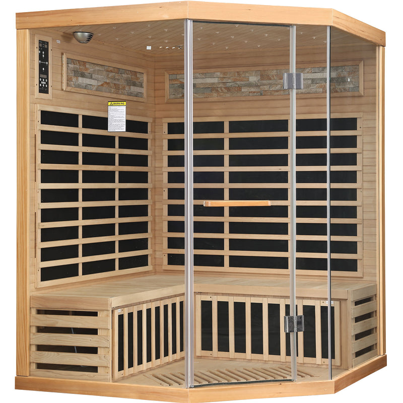 Pentagonal Sauna Room With Carbon Heating Plates - American White Oak by HouseOfZazla