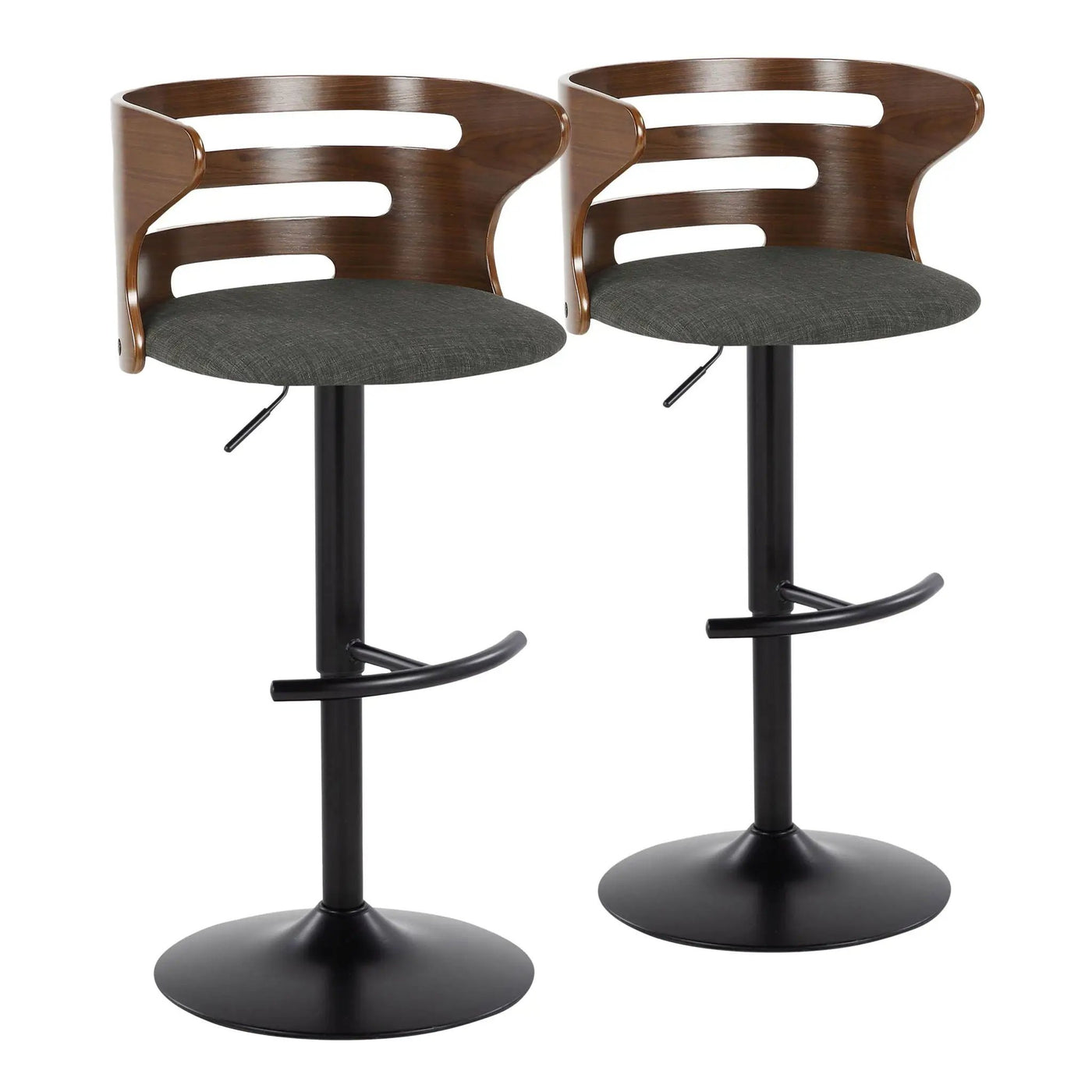 Cosi - Mid Century Modern Adjustable Barstool With Swivel With Rounded T Footrest (Set of 2) by HouseOfZazla