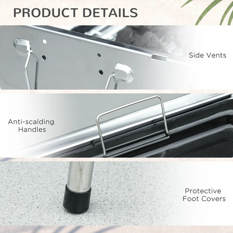 Outsunny Charcoal Grill Stainless Steel Portable Folding BBQ by HouseOfZazla