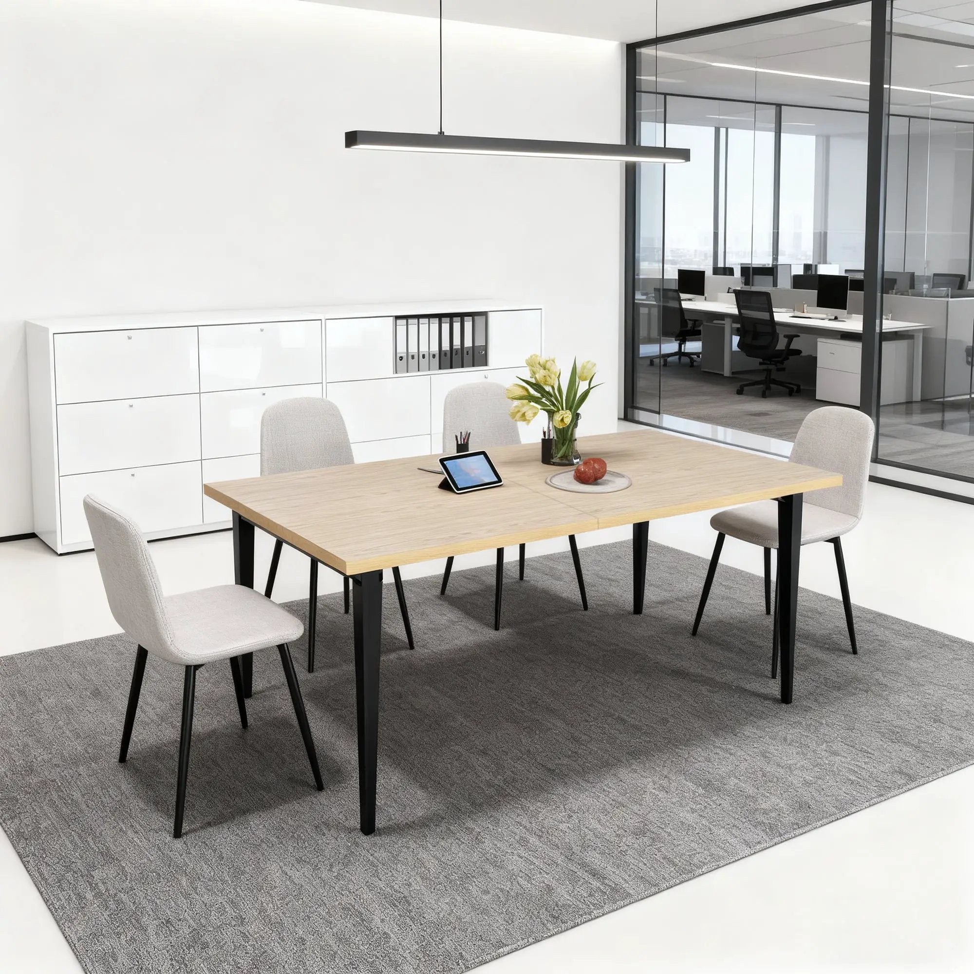 63-inch Modern Dining Table with Wooden Tabletop and Rust-Resistant Iron Legs by HouseOfZazla