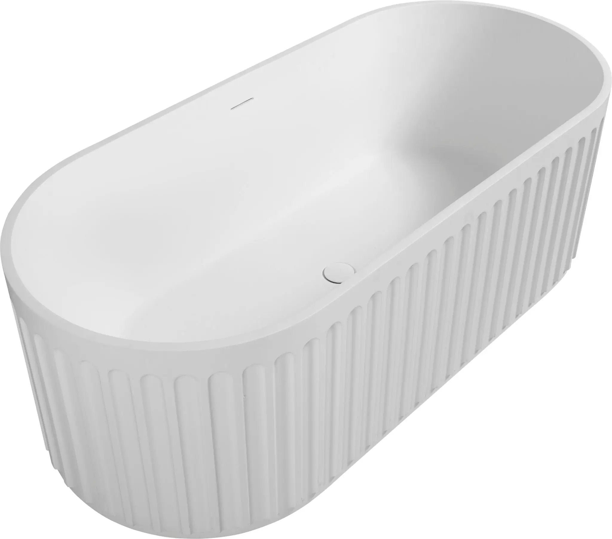 67" Freestanding Solid Surface Bathtub, Luxury Engineered Stone Resin Freestanding Soaking Bathtub With Overflow And Pop-Up Drain Cupc Certified 23S13-67 - Matte White by HouseOfZazla