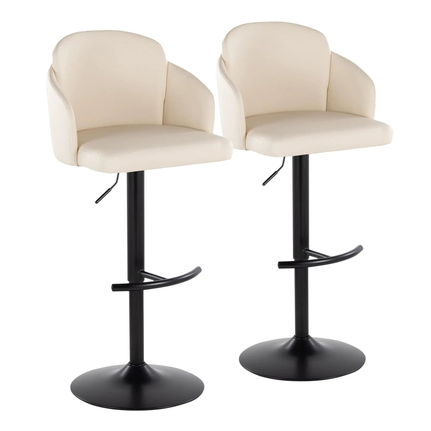 Dahlia - Contemporary Adjustable Barstool With Swivel With Rounded T Footrest (Set of 2) by HouseOfZazla