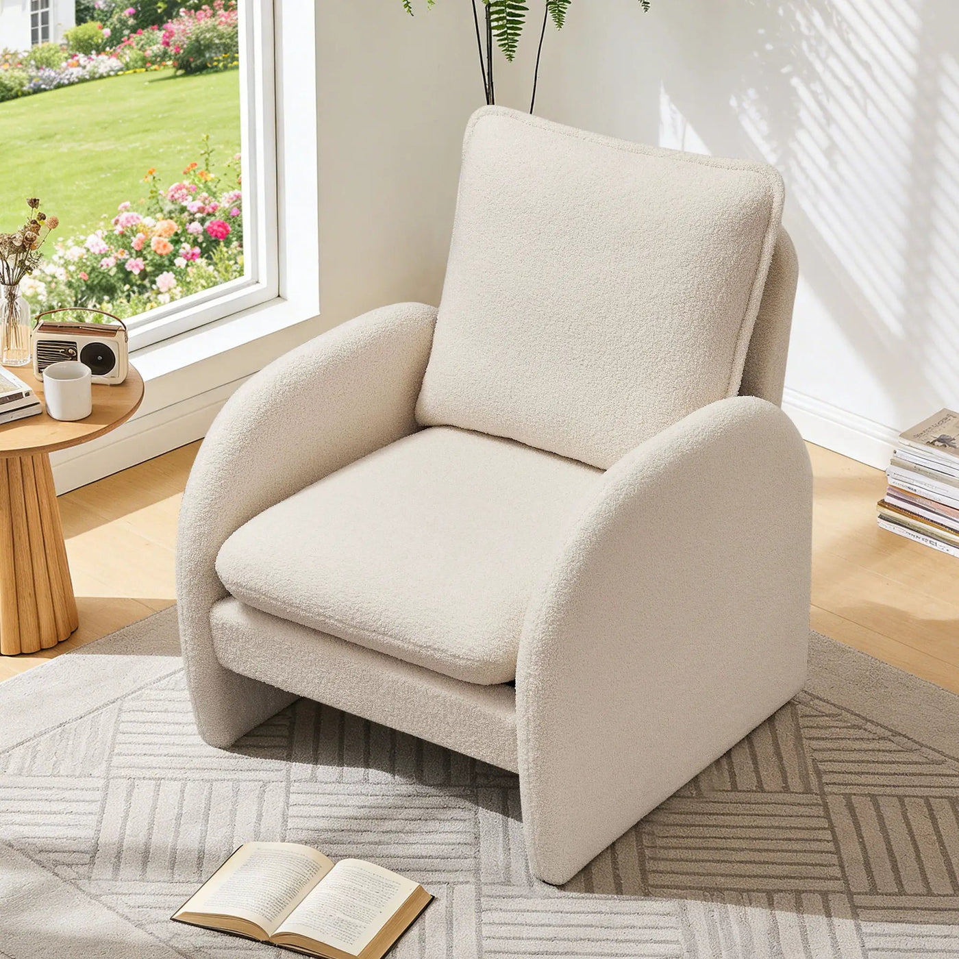 Modern Sherpa Upholstered Accent Chair, Comfortable Living Room Armchair, Lounge Chair For Bedroom, And Office by HouseOfZazla