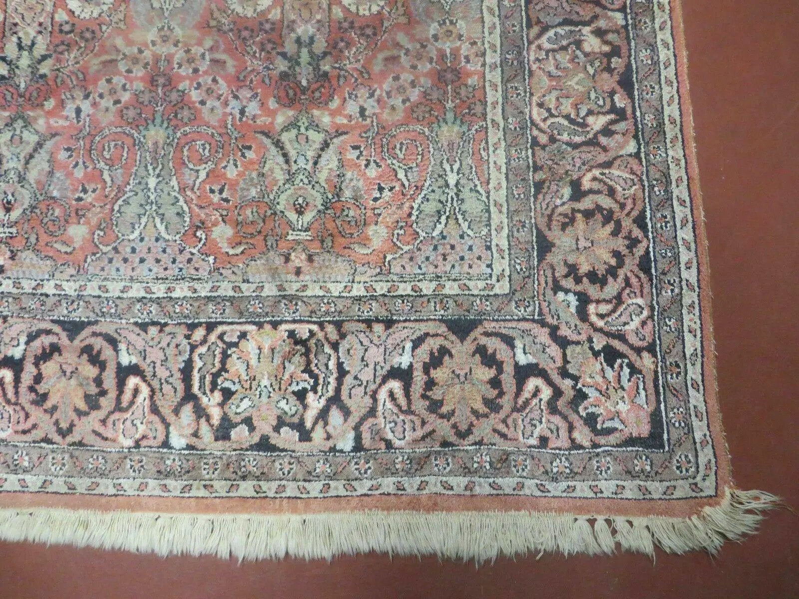 6' X 6' Vintage Handmade Fine Indian Silk Rug Kashmir Square Nice by Jewel Rugs