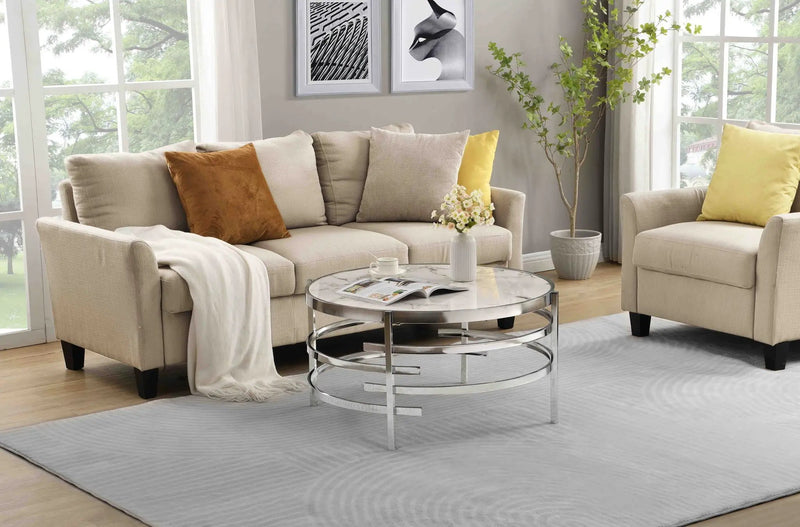 Elegant Round Table With Sintered Stone Top & Sturdy Metal Frame by HouseOfZazla