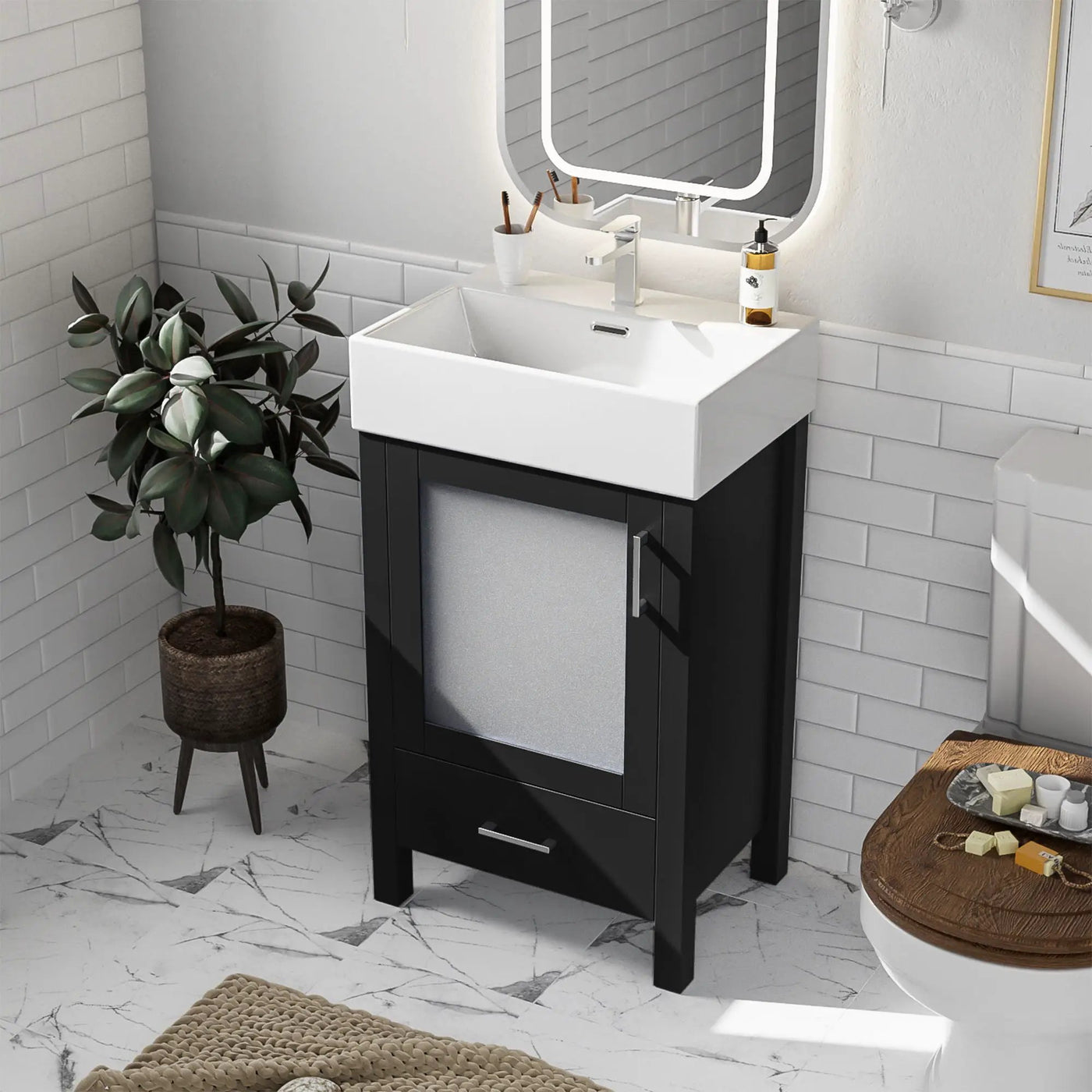 Bathroom Vanity With Ceramic Sink And Ample Storage, Ideal For Small Bathrooms by Unique Piece Furniture