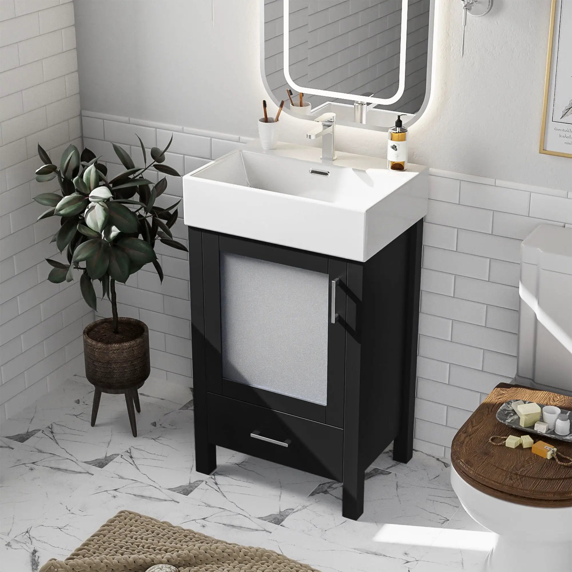 Bathroom Vanity With Ceramic Sink And Ample Storage, Ideal For Small Bathrooms by Unique Piece Furniture