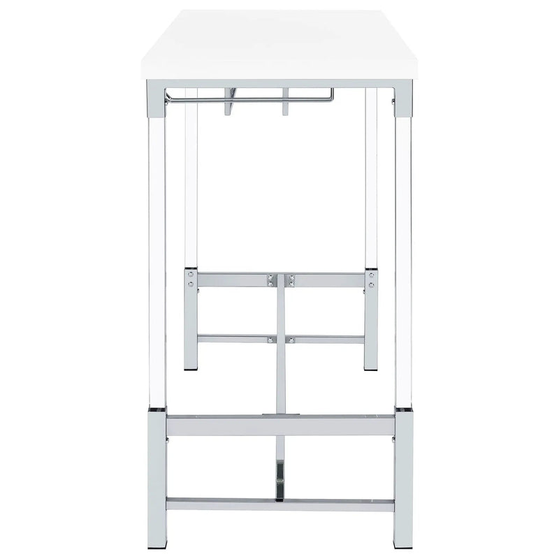 Norcrest 47-inch Acrylic Leg Bar Table White High Gloss by Unique Piece Furniture