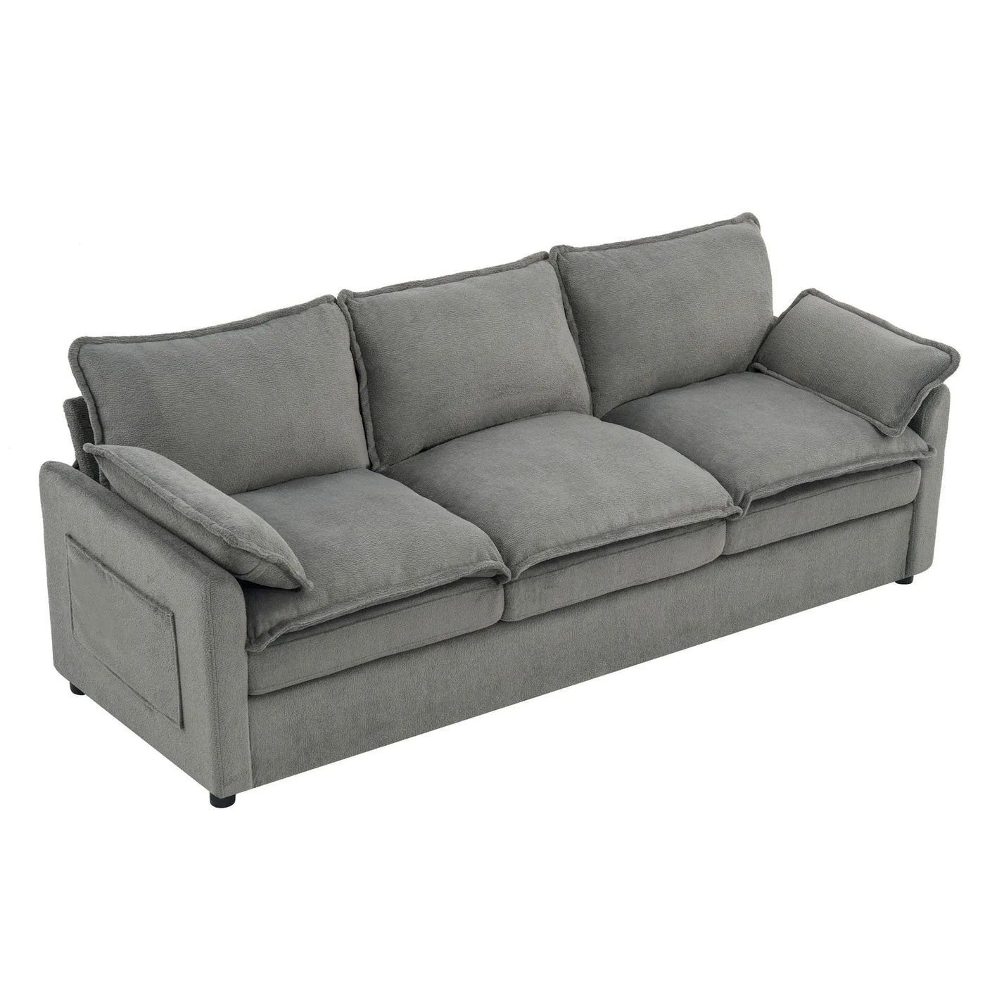 Modern 3 Seater Sofa With Side Storage Pockets For Living Room by HouseOfZazla