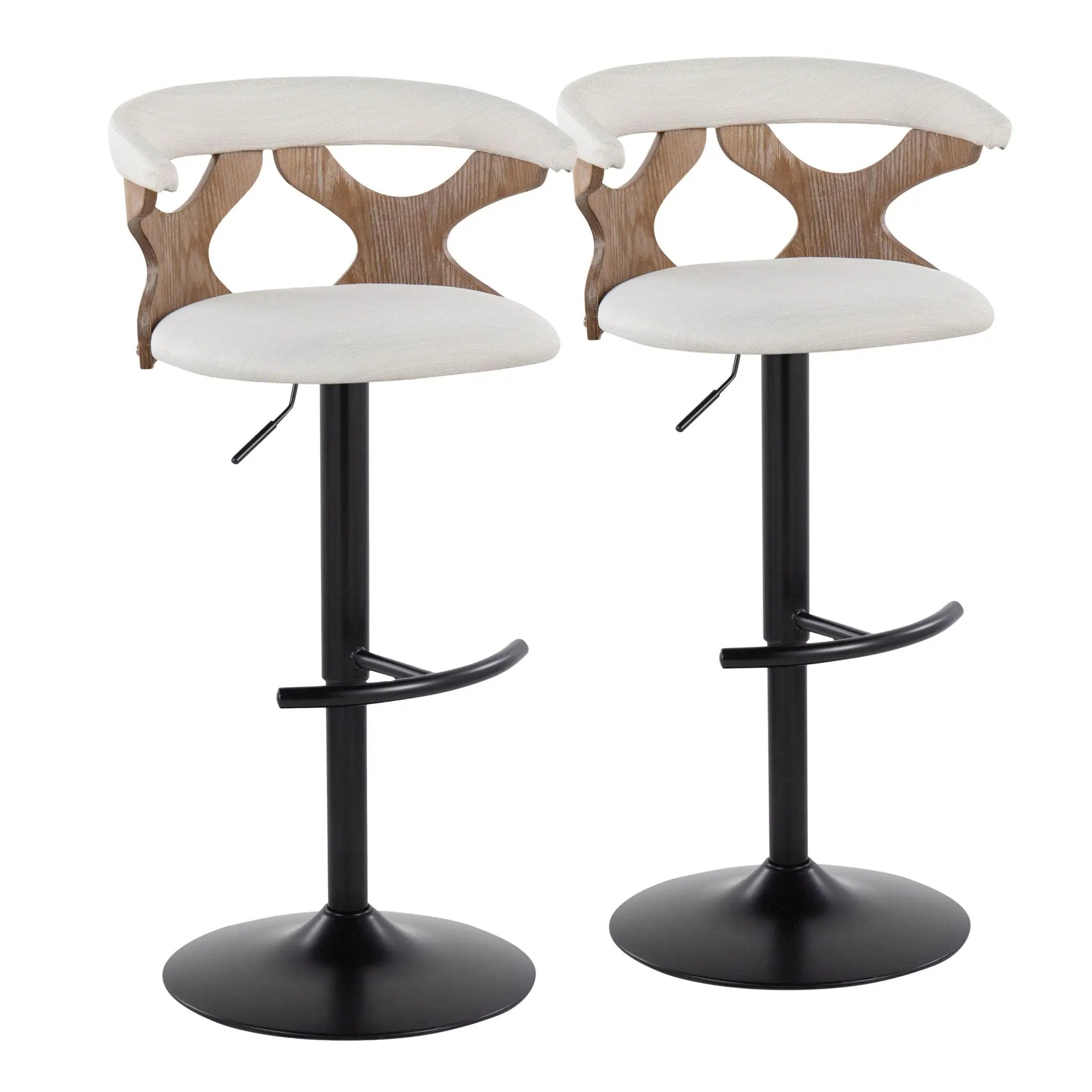 Gardenia - Contemporary Adjustable Barstool & Swivel With Rounded T Footrest (Set of 2) by Unique Piece Furniture