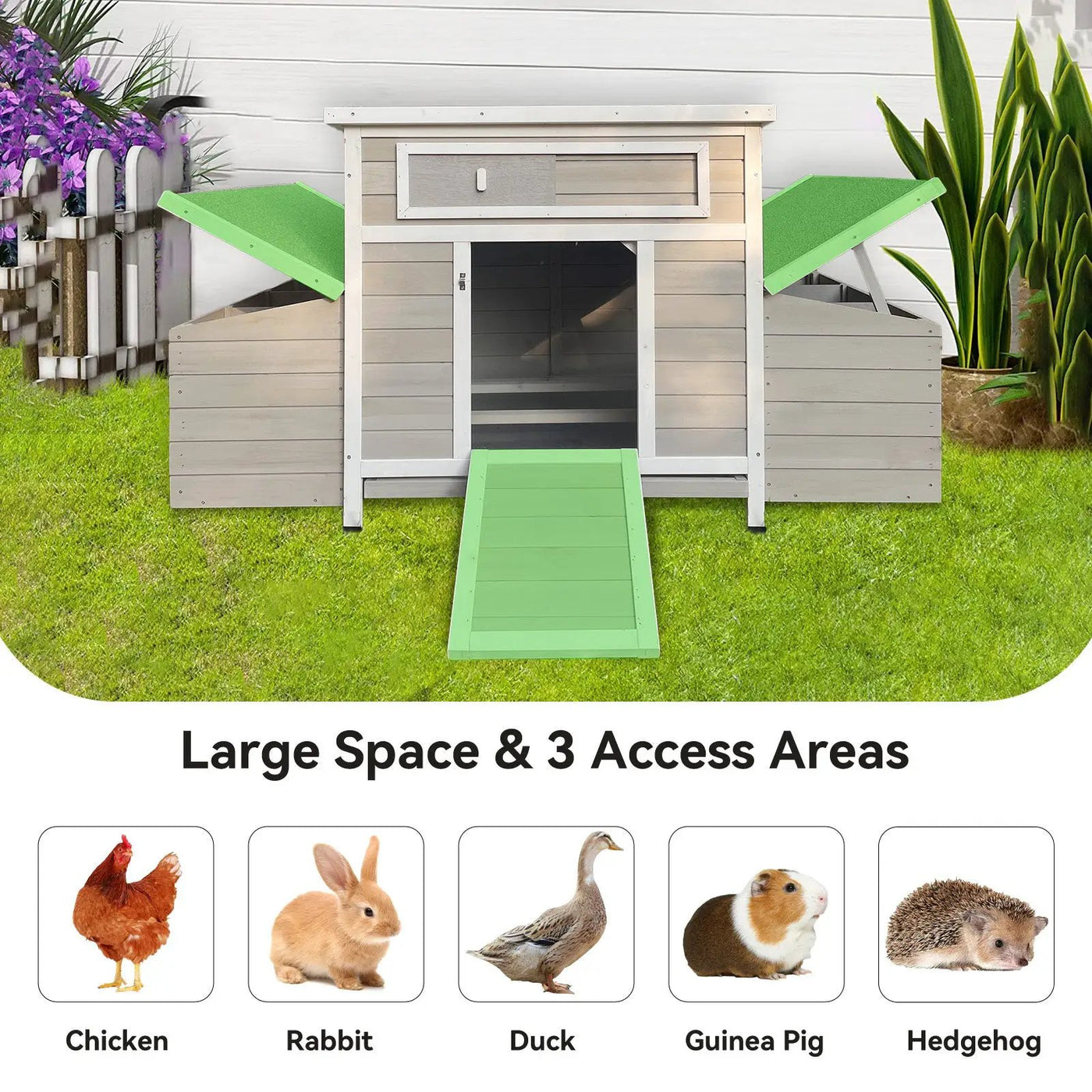 Large Wooden Chicken Coop Outdoor Hen House with Nesting Boxes by HouseOfZazla