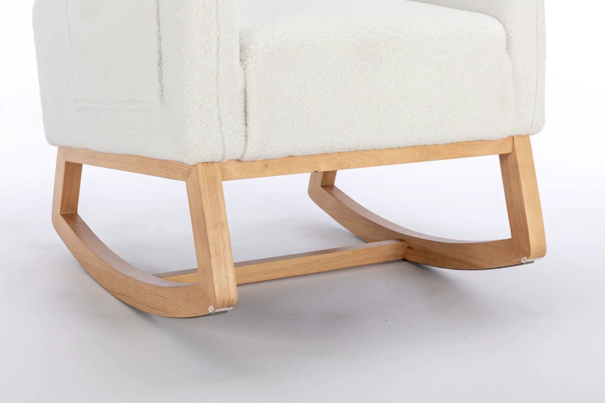 Teddy Fabric Rocking Chair With Packet Wood Legs - Ivory by HouseOfZazla