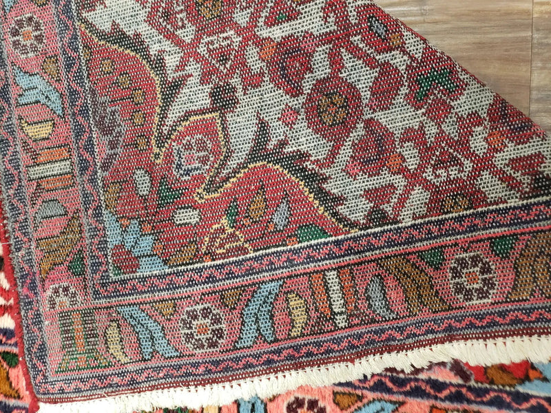 3' 2' X 5' 1" Handmade Floral Wool Rug Red Beige /Ivory by Jewel Rugs