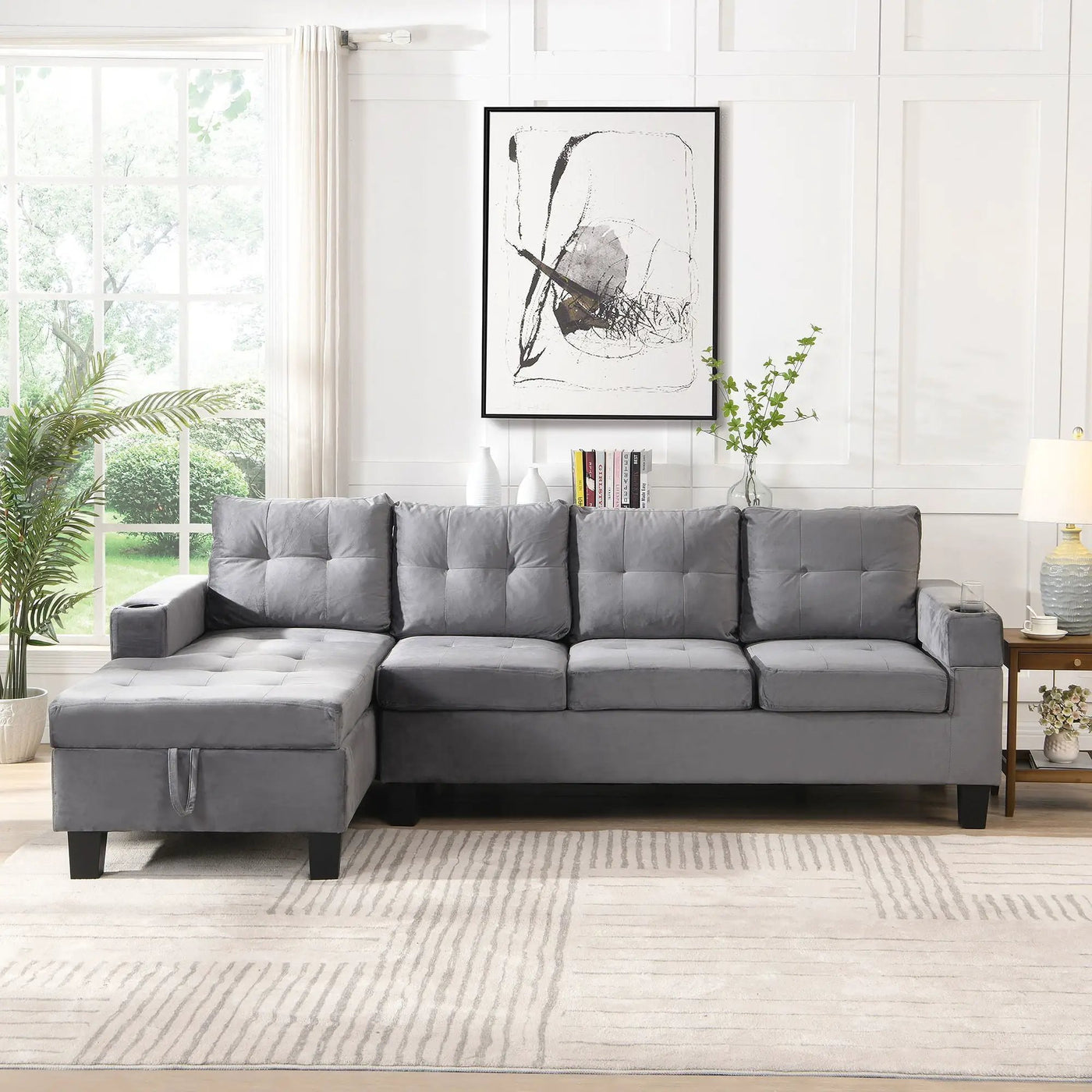 Modern Sectional Sofa Set With L Shape Chaise Lounge And Storage by HouseOfZazla