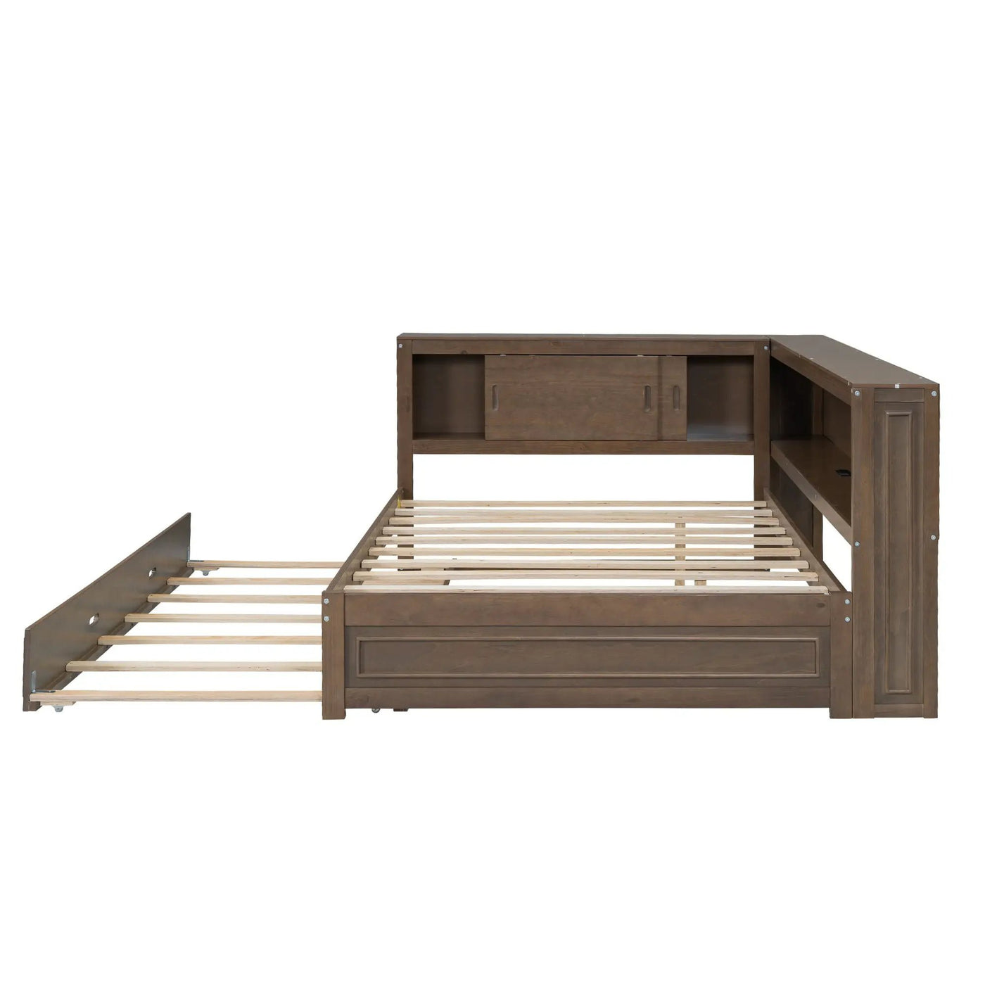 Daybed With Storage Shelves, LED, USB, And Trundle by HouseOfZazla