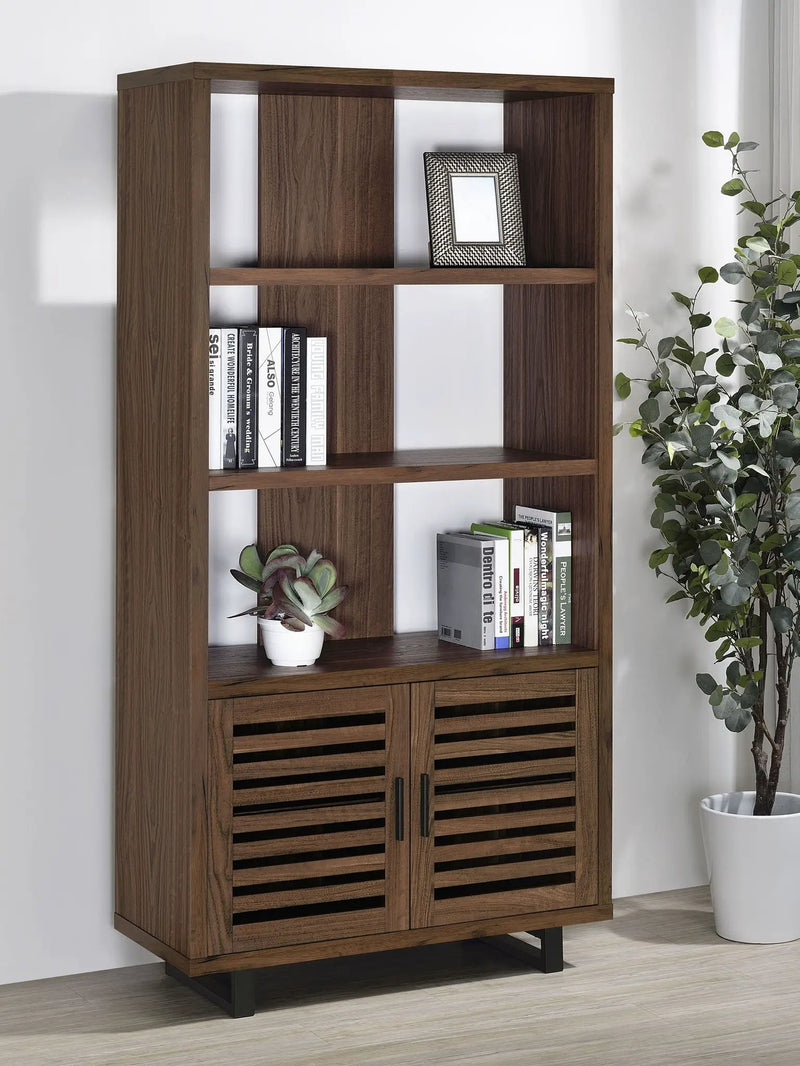 Maddox 71-inch 3-shelf Cabinet Bookcase Walnut by Unique Piece Furniture