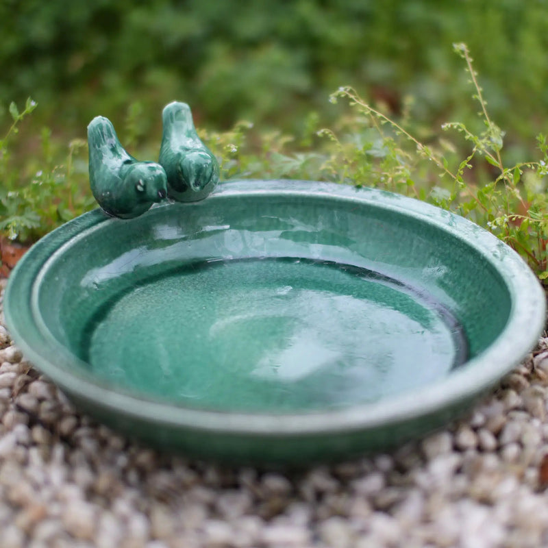 Handmade Ceramic Bird Bath, 11.8 Inch Forest by HouseOfZazla