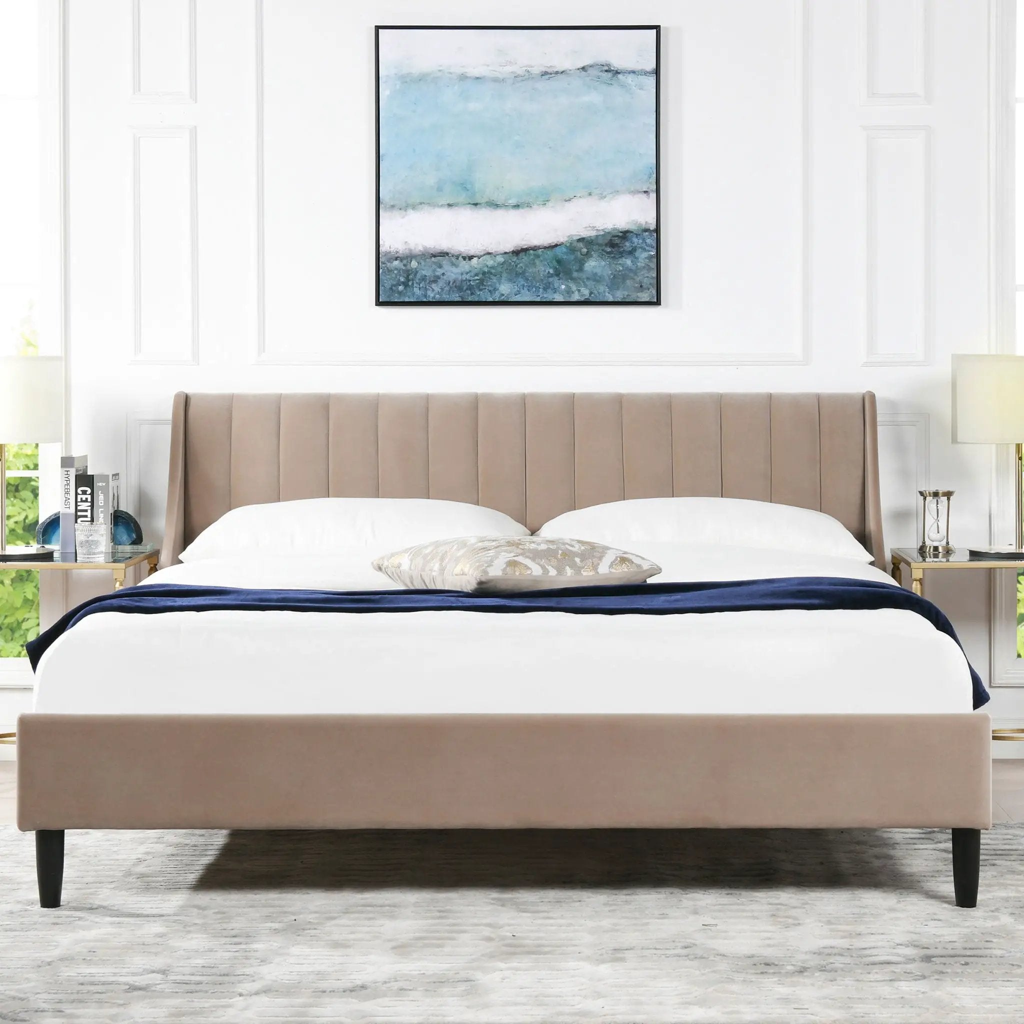 Aspen - Vertical Tufted Modern Headboard Platform Bed Set by HouseOfZazla