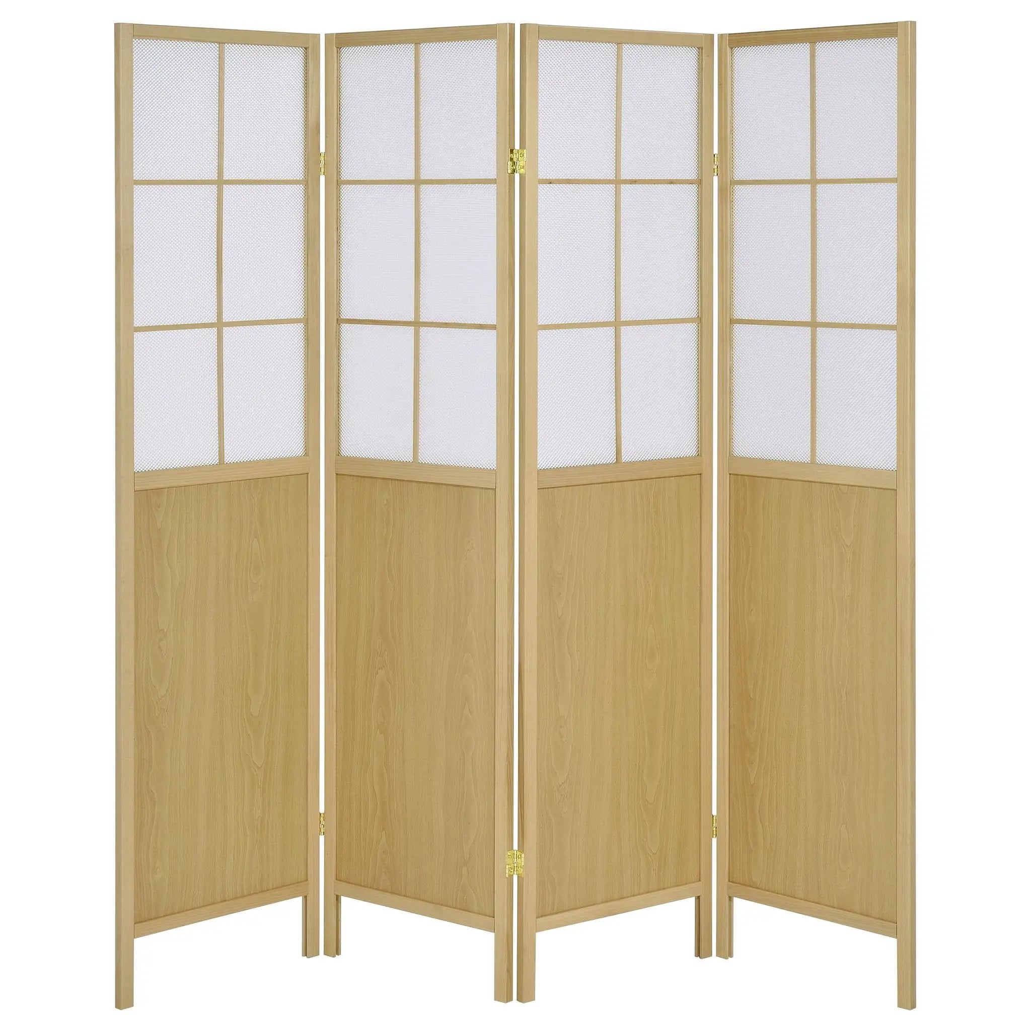 Edwards 4-Panel Room Divider Folding Shoji Screen Natural by Unique Piece Furniture