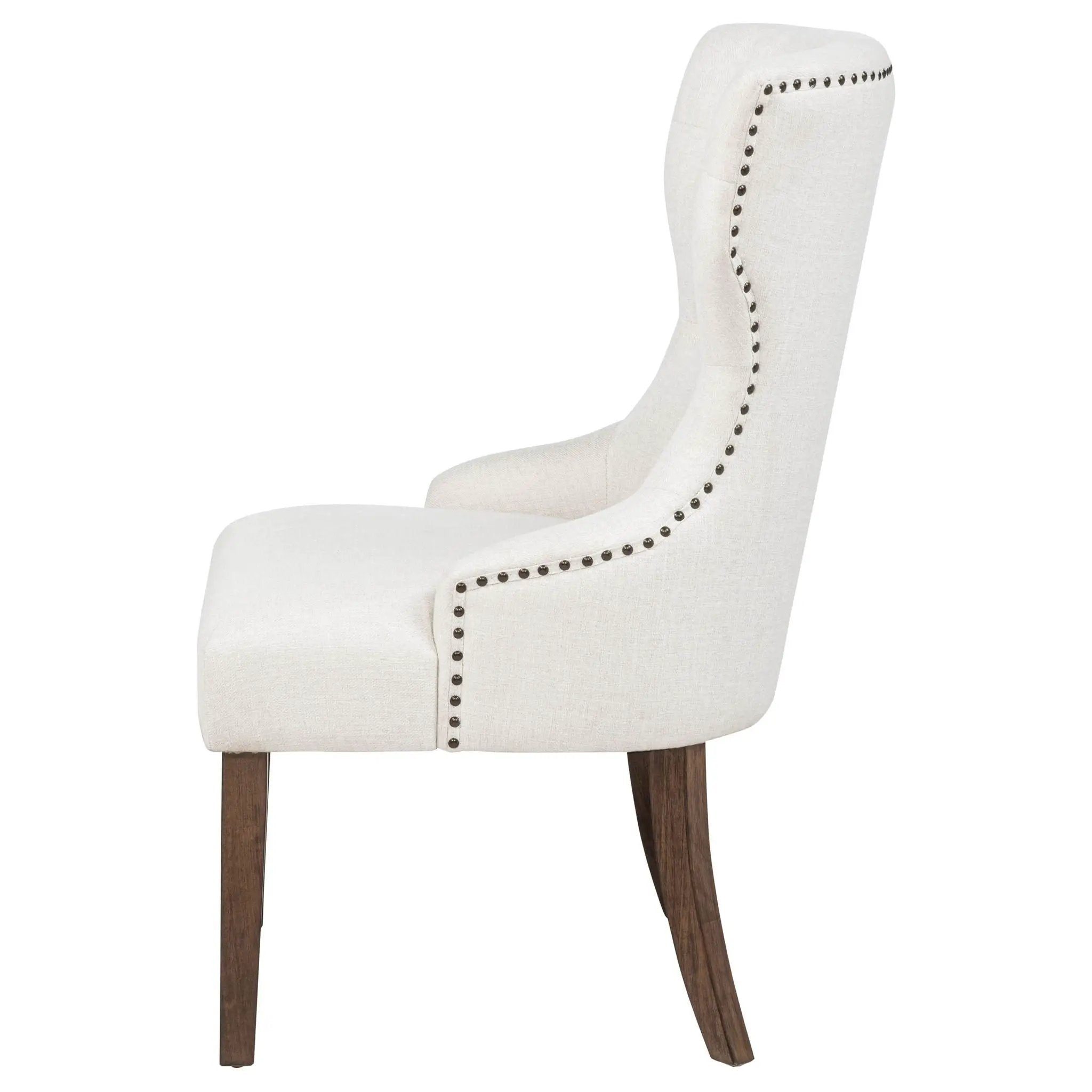 Baney Fabric Upholstered Dining Side Chair Cream and Dark Oak by Unique Piece Furniture
