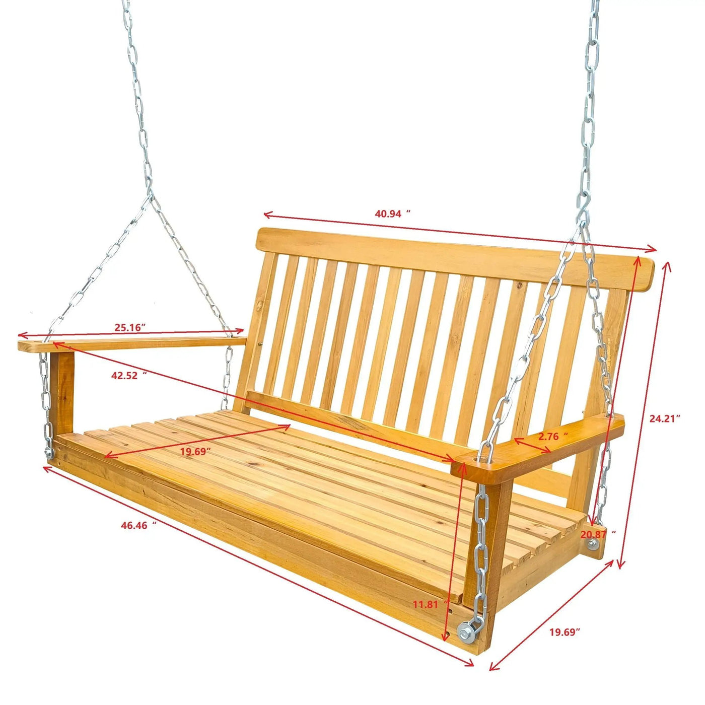 Front Porch Swing With Armrests For Outdoor Patio, Garden Yard, Backyard Or Sunroom by HouseOfZazla