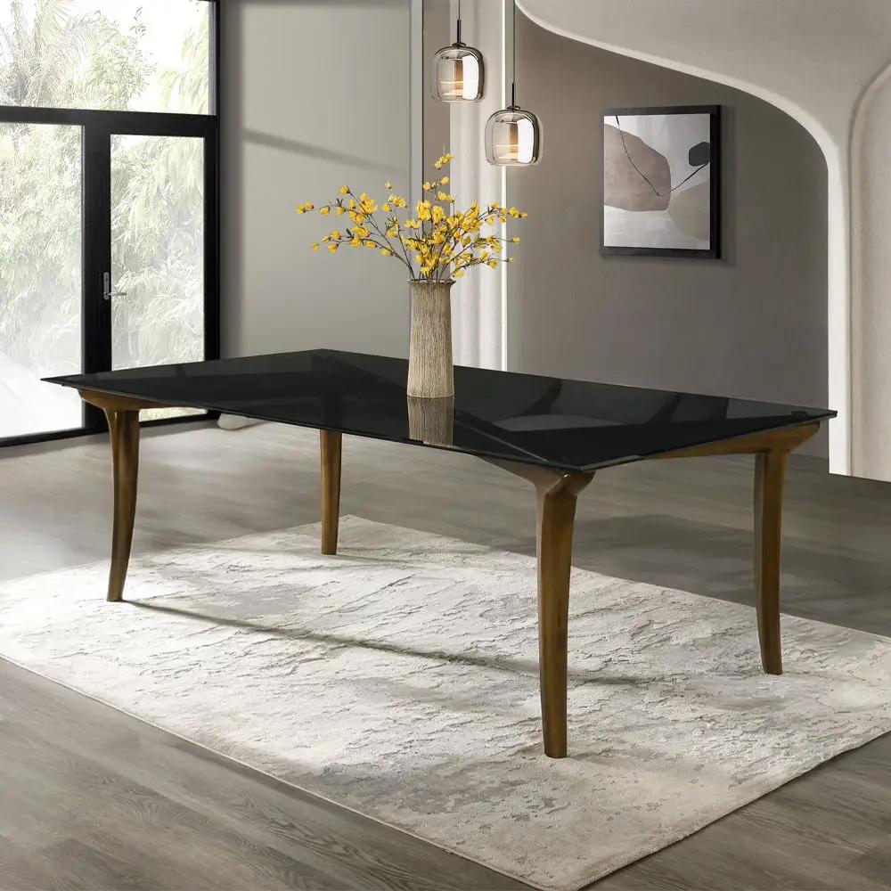 Danzel - Dining Table With Glass Top - Vintage Oak by Unique Piece Furniture