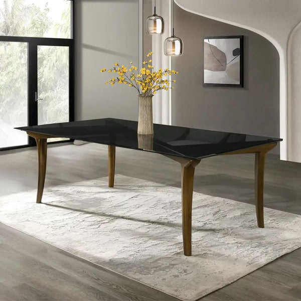 Danzel - Dining Table With Glass Top - Vintage Oak