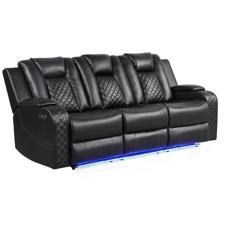 Benz - Power Recliner Set With LED Lighting And USB Charging by HouseOfZazla