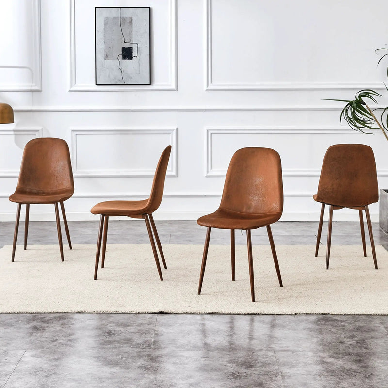 (Set of 4) Backrest AndTransfer Legs Chairs Adding A Touch Of Elegance To Minimalist And Scandinavian Style Homes - Walnut by Unique Piece Furniture